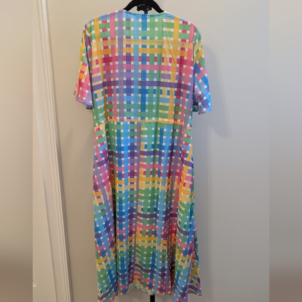 Colorful Plaid Women's Dress - Picture 3 of 6